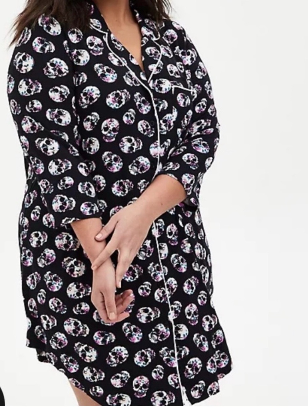 Torrid Sleep Super Soft Skull Print Button Down Gown